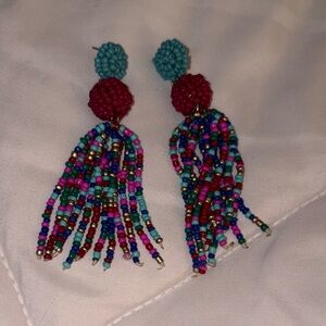 Source Unknown Multicolor Beaded Fringe Earrings